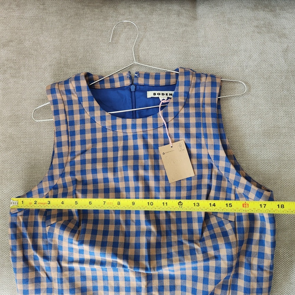 Boden Size 10L Blue Gingham Camel Lou Check Shift Dress NWT - Picture 7 of 9
